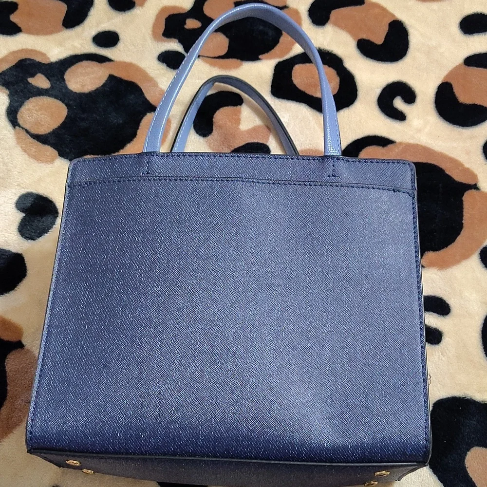 Karl Lagerfeld Navy Tote with Gold and Red Accents - Picture 4 of 9